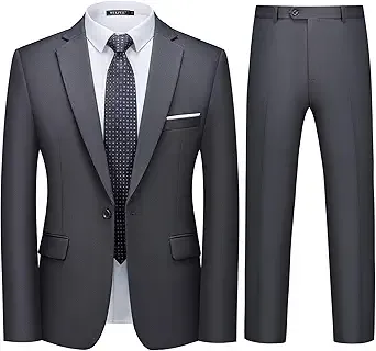 2-Piece Wulful Men's Slim Fit Suit Set (Dark Grey)