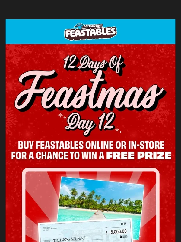 Feastables - Enter to win a $5,000 vacation?️