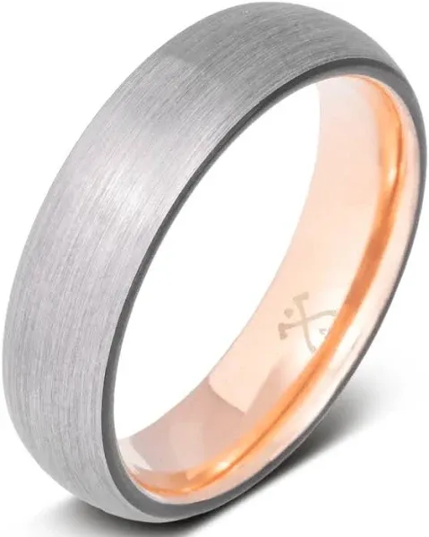 Tungsten / Rose Gold Men's Wedding Band 6mm