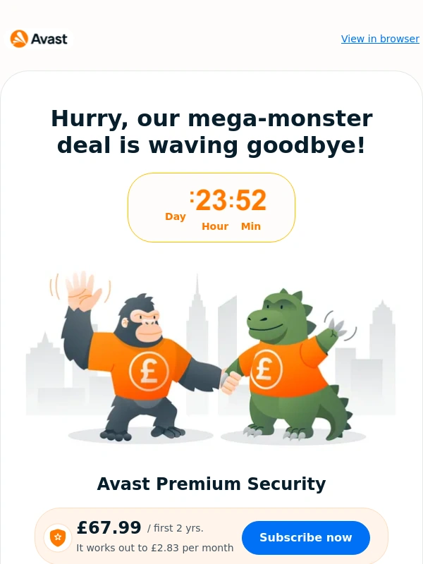 Avast - ? 24 HOURS LEFT to grab a monster deal!