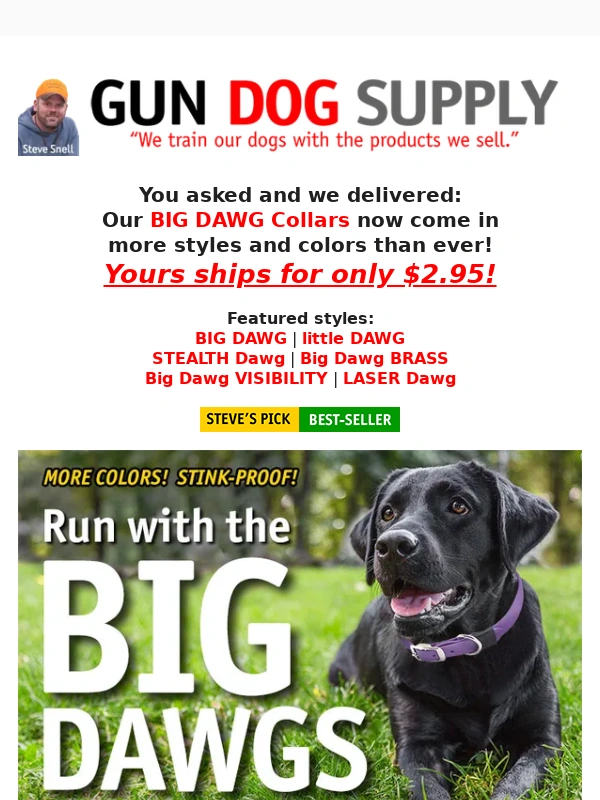 Gun Dog Supply - The BIG DAWG pack just got bigger!