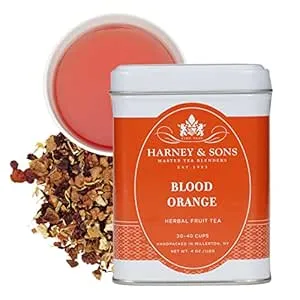 Harney & Sons - Blood Orange Fruit Tea, 4 oz Loose Leaf Herbal Tea, with Apple Pieces and Raspberry