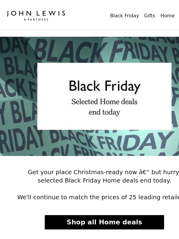 John Lewis - Ending today: selected Black Friday Home deals
