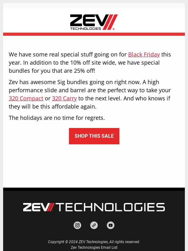 ZEV Technologies - Black Friday Starts Now!