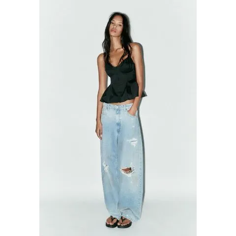 Zara PLEATED POPLIN TOP
