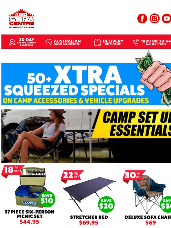 4WD Supacentre - ? 50+ Xtra Squeezed Specials On Camp Accessories & Vehicle Upgrades ?️