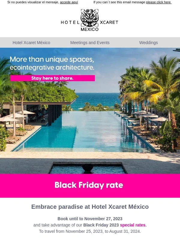 Hotel Xcaret Mexico - Black Friday has arrived to Hotel Xcaret México