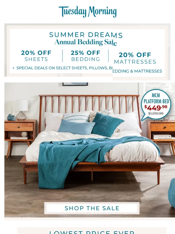 Tuesday Morning - Summer Dreams Start Here – Save on Sheets,Bedding & More