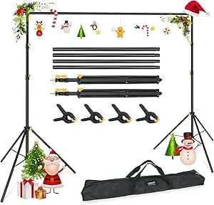 LINCO Lincostore Backdrop Support Stand Kit 10x6.5ft Adjustable Photography Studio Photo Background Support System with Carrying Bag for Green Screen Muslin, 4171