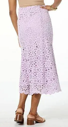 Antthony Crochet Midi Skirt with Scalloped Hem