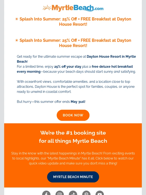 Myrtle Beach - Sun ✅ PTO ✅ 25% Off Your Stay ✅