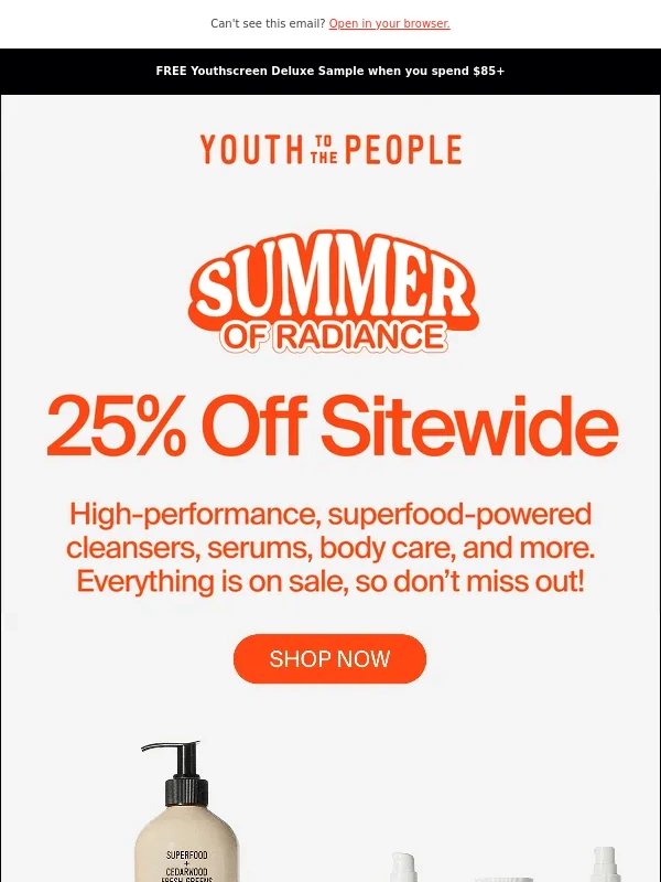 Youth To The People - 25% Off Your ENTIRE Skincare Routine