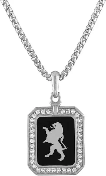 Bulova Stainless Steel Crest of Bohemia Diamond Pendant Necklace