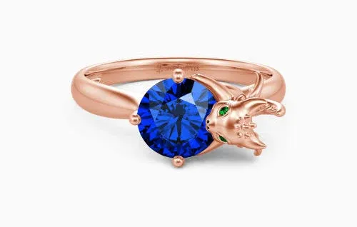 Radiance In Legend Round Cut Onyx Engagement Ring in 18K Rose Gold
