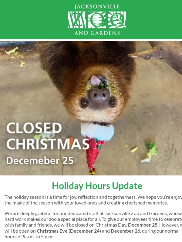 Jacksonville Zoo - Holiday Hours and Festive Fun at the Zoo!