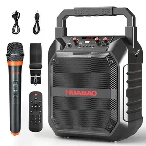 HUABAO Karaoke Machine, Portable Bluetooth Speaker with Wireless Microphone for Adults & Kids, PA System with Remote Control Su.