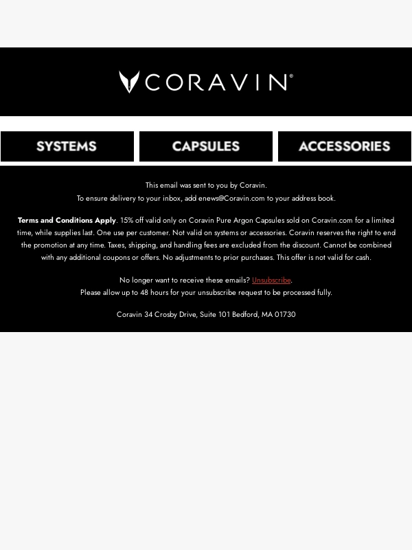 Coravin - Enjoy an extra 15% off Coravin Capsules
