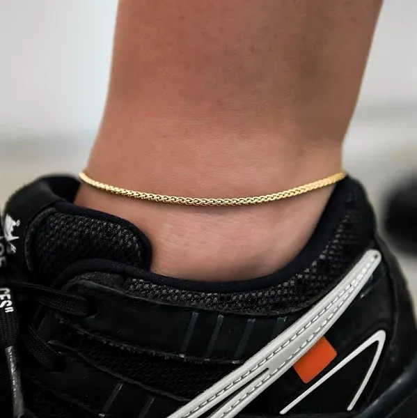 GLD 14K White Gold Palm Chain Anklet