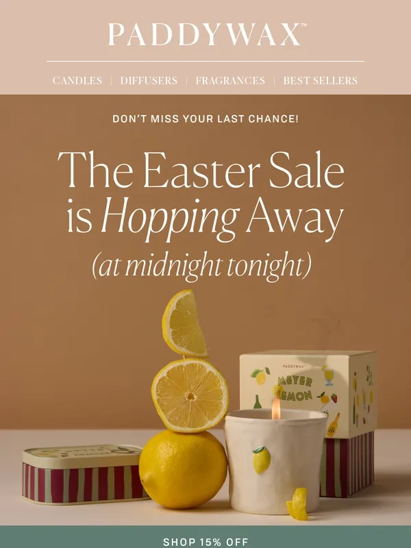 Paddywax - Treat yourself—15% off everything ends tonight!