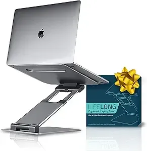 Ergonomic Laptop Stand for Desk, Adjustable Height Up to 20", Portable Computer Laptop Riser, Fits All MacBook, Laptops 10 15 17 Inches, Lap top Holder Desk Stand, Gift for Men Women