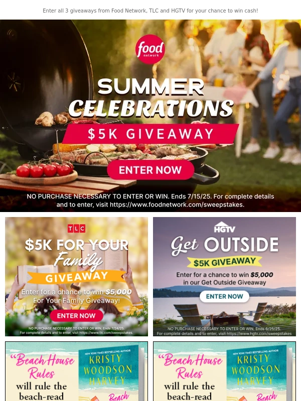 Food Network - $15,000 in Cash Giveaways to Make This the Best Summer Ever: Enter Now!