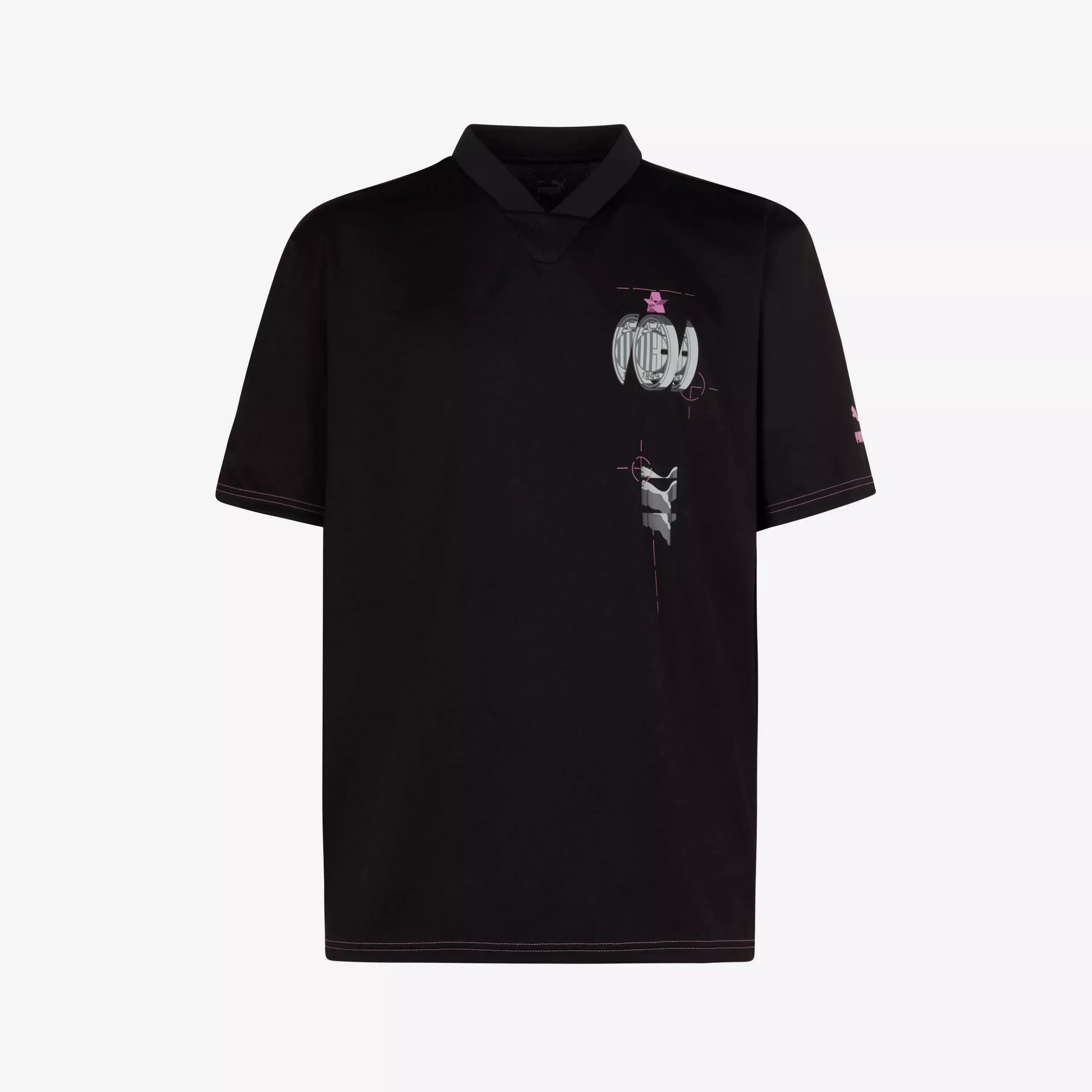 Puma Ac Milan V-neck T-shirt With Prints And Patches - male