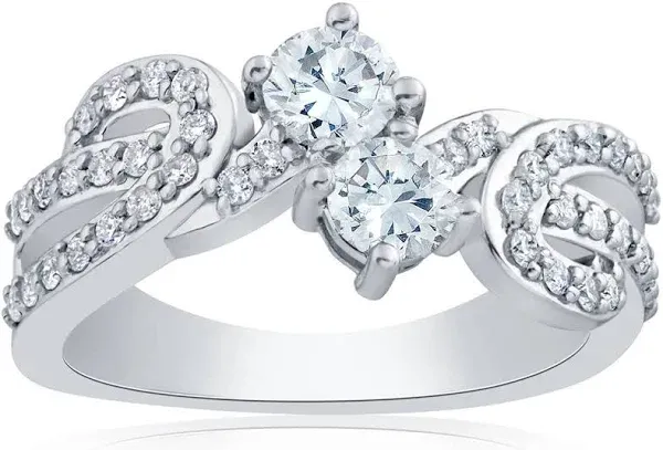 Pompeii3 1 Ct Diamond Forever Us 2-Stone Engagement Anniversary Solitaire Ring