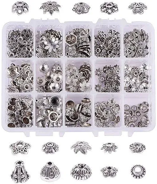 PandaHall Elite Tibetan Style Flower Bead Caps
