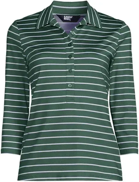 Lands' End Women's 3/4 Sleeve Active Polo Shirt