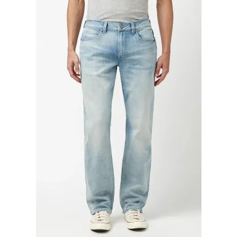 BUFFALO David Bitton Relaxed Straight Driven Men's Jeans in Bleached Blue - BM22883