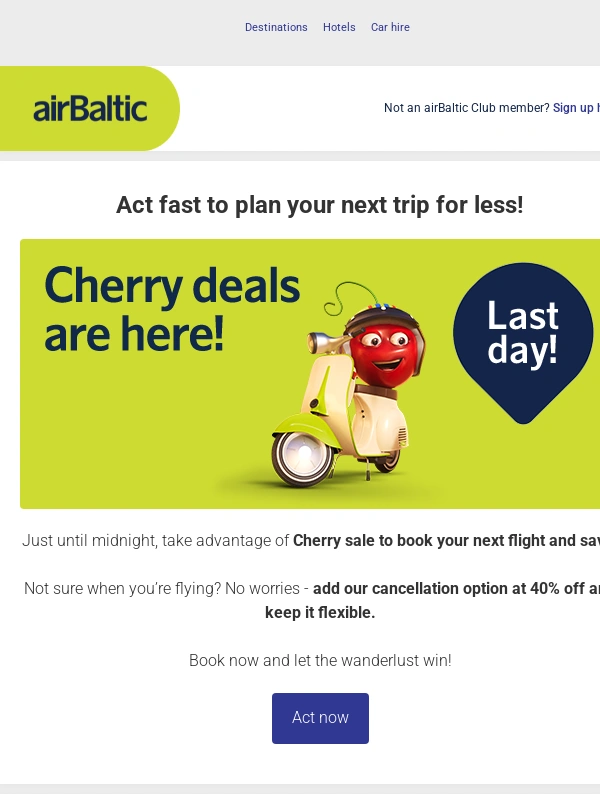 airBaltic - ?Last day of Cherry sale!