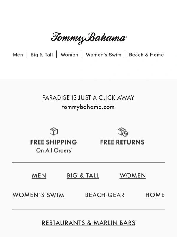 Tommy Bahama - FREE Expedited Shipping Starts NOW