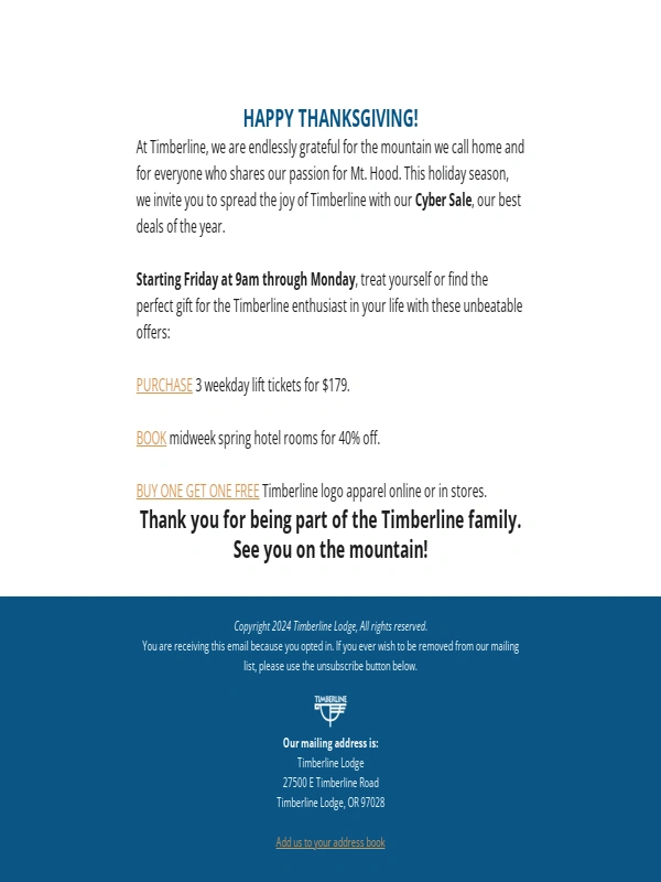 Timberline Lodge - Warm Thanksgiving Wishes from Timberline ?