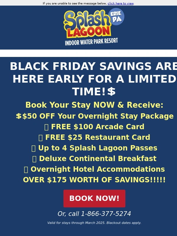 Splash Lagoon - ? Black Friday Savings Start NOW!