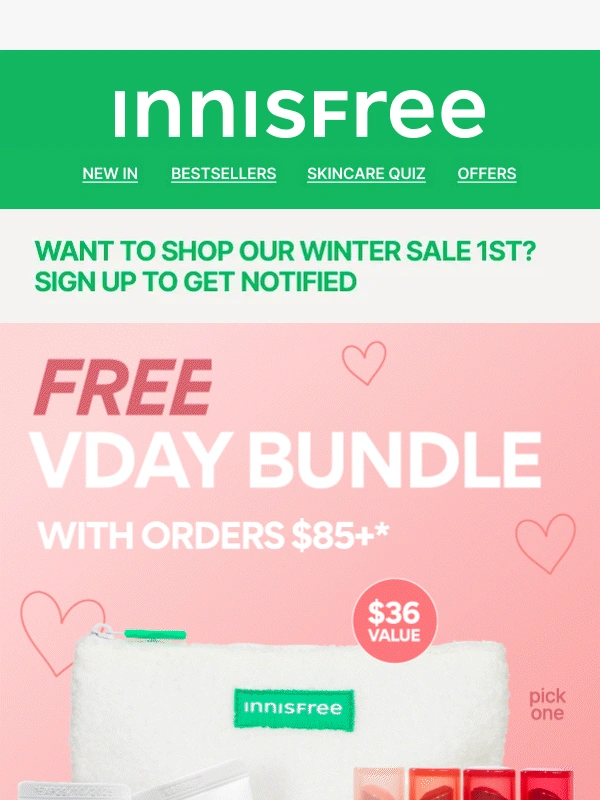 innisfree - FREE 4-Piece Valentine’s Day Gift!
