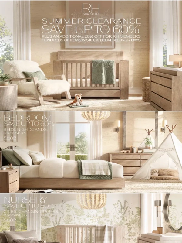 The World of RH - Summer Clearance. Save Up to 60% on Hundreds of In-Stock Items