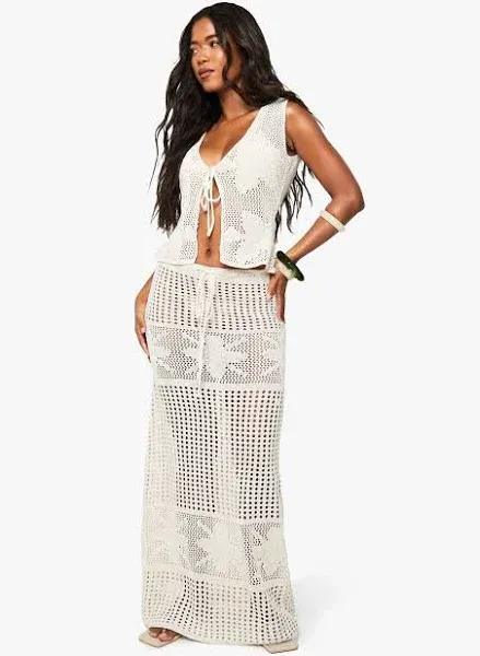 Boohoo Crochet Flower Maxi Skirt