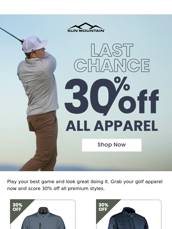 Sun Mountain - Last Chance - 30% Off All Apparel