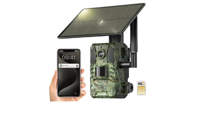 SEHMUA Trail Camera Cellular Trail Cameras 2.7K Live Streaming 4G LTE Cellular Gen 3rd Solar Powered Game Camera Remote Phone Access Playback Motion Activated 0.2s Trigger Time Green