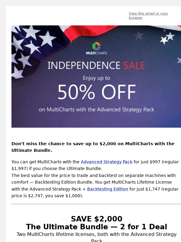 MultiCharts - Independence Day discounts end soon. Don’t miss them!