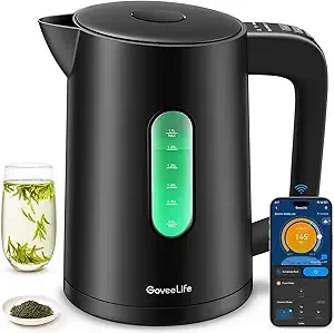 GoveeLife Smart Kettle Temperature Control 1.7L, 1500W WiFi Tea Kettle Electric with LED Indicator Lights