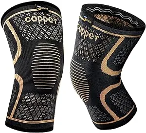 Copper - Knee Braces, 2 pack, Large, Men and Women, Copper Compression, Knee Pain, Arthritis, Sports, Recovery Support