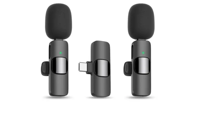 Wireless Lavalier Lapel Microphone for iPhone 15 Series/Android/Computer – Bluetooth Mini Phone Microphones for Video Recording – 2 Clip on Mics with USB C Interface for Tiktok YouTube Vlog