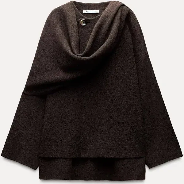 SHORT KNITTED COAT WITH SCARF
