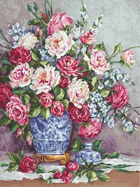 Luca-S Her Majesty's Roses Petit Point Kit
