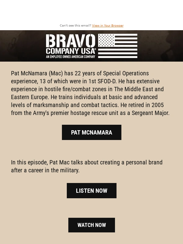 Bravo Company USA - Pat Mac's life after the military