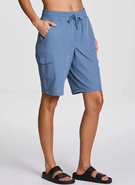 RBX Women's Relaxed Fit Breathable Ventilated Stretch Woven Cargo Bermuda Short