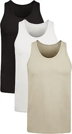 $8.49: 3-pk Hanes Men's Originals Tagless Moisture-Wicking Tank Tops (White/Tan/Black, M / XL) at Amazon