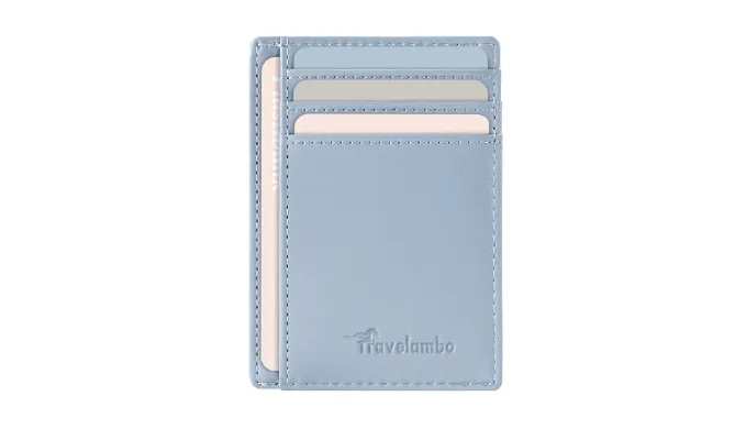 Travelambo Slim Wallet Front Pocket Minimalist Leather RFID Blocking Medium Size