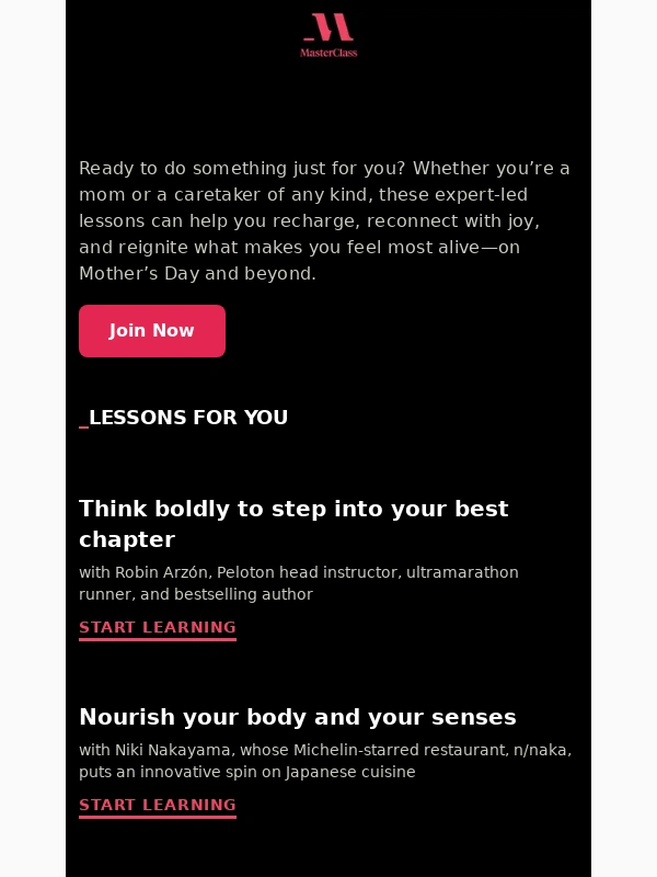 MasterClass - Ends tonight: Save 50% off for Mother’s Day